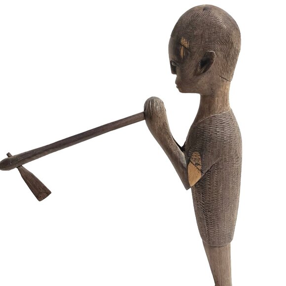 Vintage 12.5" Tall Handcarved Wooden African Tribal Standing Man Figure GUC - Picture 7 of 11